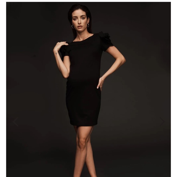 NWT lPIETRO BRUNELLI CAPRI DESIGNER BLACK MATERNITY DRESS - SIZE L - Picture 2 of 13